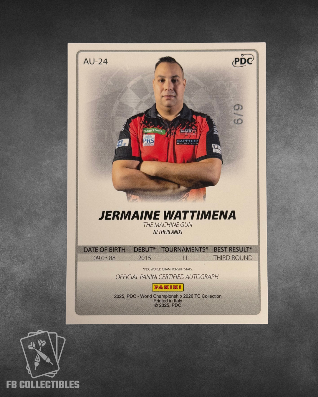 PDC World Championship 2026 Jermaine Wattimena Base Autograph /9